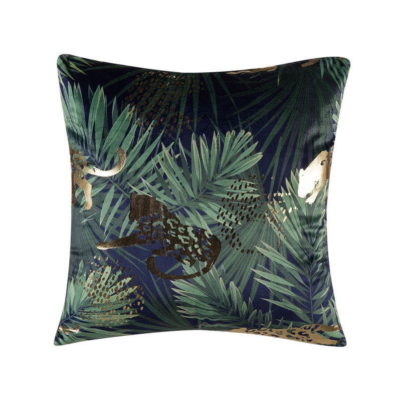 Zestaw 2 poduszek dekoracyjnych BELLEROSE Welur 45 x 45 cm Ciemnozielony Wzór roślinny