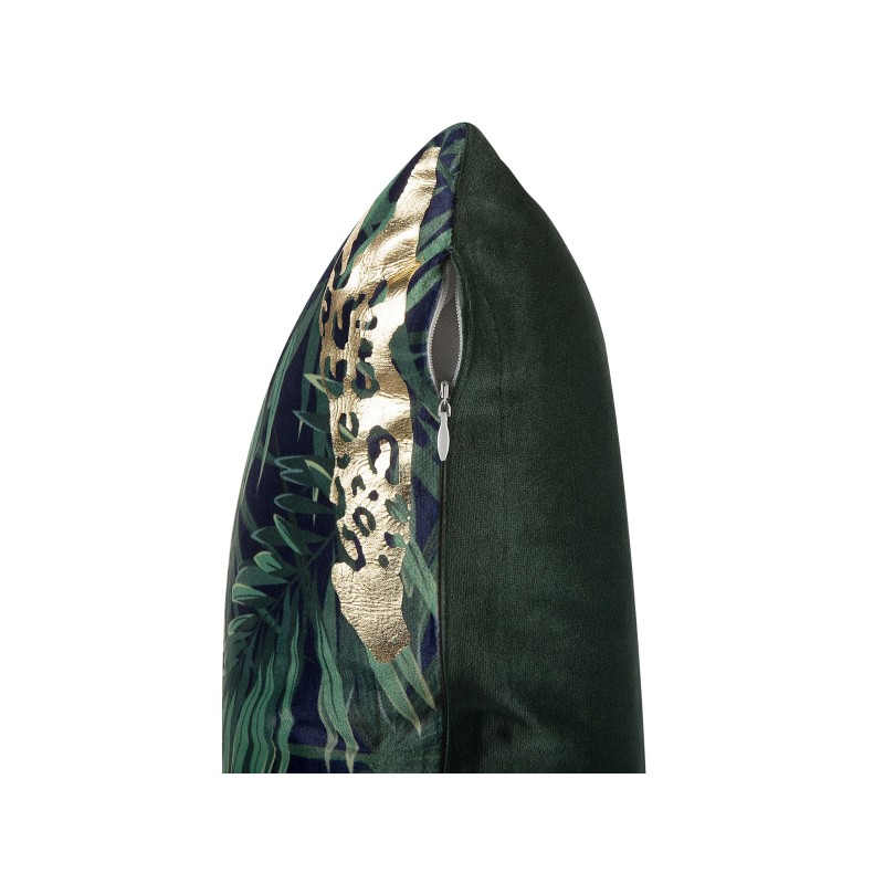 Zestaw 2 poduszek dekoracyjnych BELLEROSE Welur 45 x 45 cm Ciemnozielony Wzór roślinny