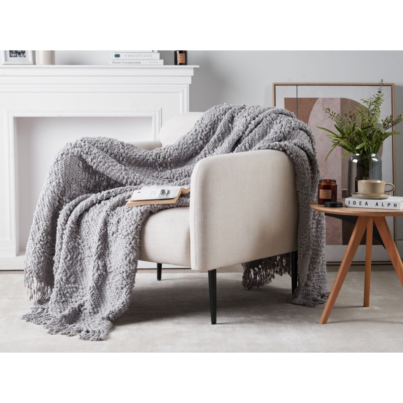 Koc VELLA Bawełna 150 x 200 cm Szary