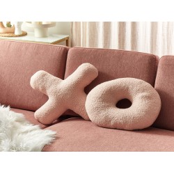 Zestaw 2 poduszek dekoracyjnych HESPERIS Boucle Pastelowy róż Jednolity