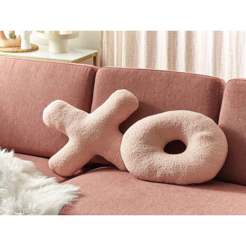 Zestaw 2 poduszek dekoracyjnych HESPERIS Boucle Pastelowy róż Jednolity