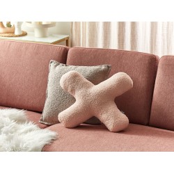 Zestaw 2 poduszek dekoracyjnych HESPERIS Boucle Pastelowy róż Jednolity