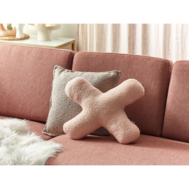 Zestaw 2 poduszek dekoracyjnych HESPERIS Boucle Pastelowy róż Jednolity