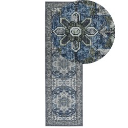 Dywan 60 x 200 cm szary z niebieskim KOTTAR