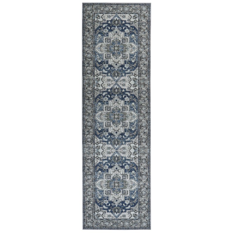 Dywan 60 x 200 cm szary z niebieskim KOTTAR