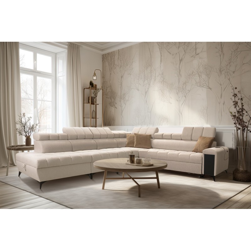 Venna XII corner sofa with a sleeping function and USB port - elegance and functionality in one!
