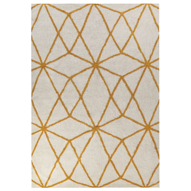 Dywan bawełniany 160 x 230 cm złamana biel z żółtym MARAND