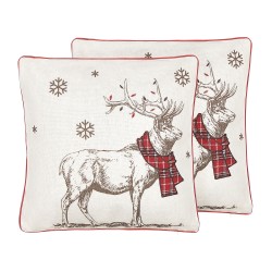 Zestaw 2 poduszek dekoracyjnych SVEN 45 x 45 cm Czerwony Wzór świąteczny