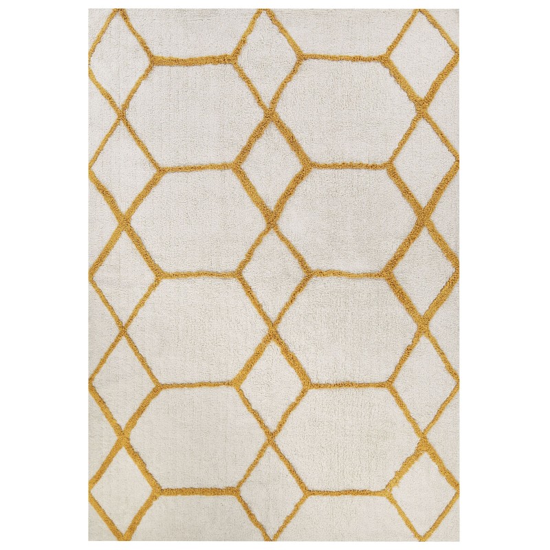 Dywan bawełniany włochacz 160 x 230 cm złamana biel z żółtym BEYLER