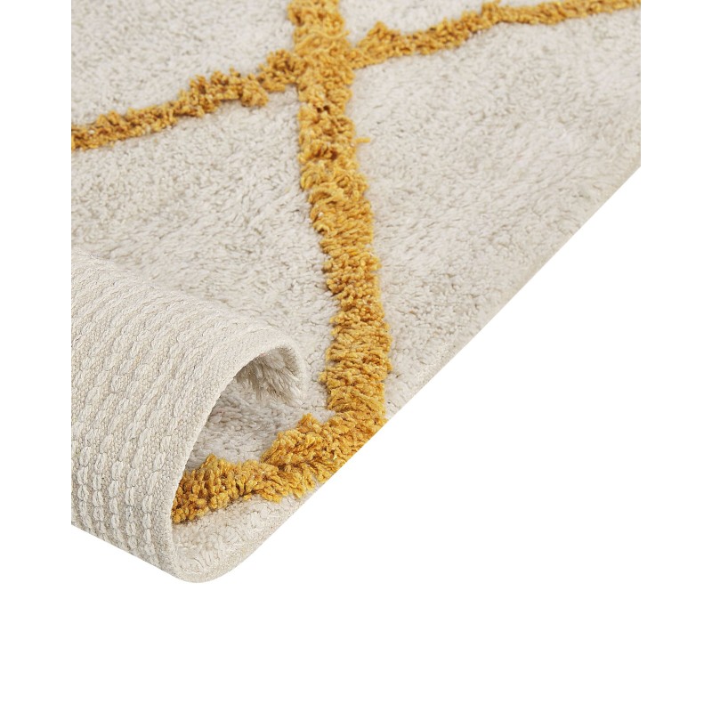 Dywan bawełniany włochacz 160 x 230 cm złamana biel z żółtym BEYLER