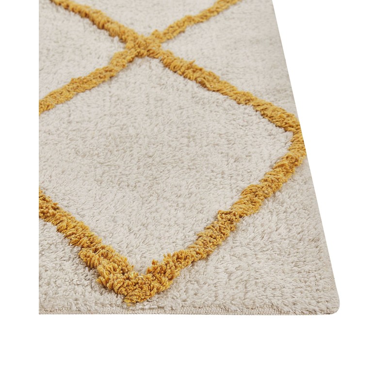 Dywan bawełniany włochacz 160 x 230 cm złamana biel z żółtym BEYLER