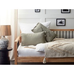 Zestaw 2 poduszek dekoracyjnych SASSAFRAS Len 30 x 45 cm Jasnoszary Jednolity