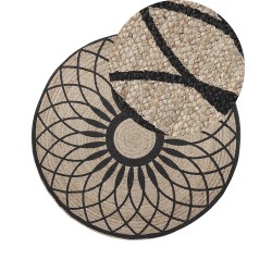 Dywan okrągły z juty ⌀ 140 cm beżowo-czarny KULLAR