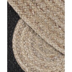 Dywan okrągły z juty ⌀ 140 cm beżowo-czarny KULLAR