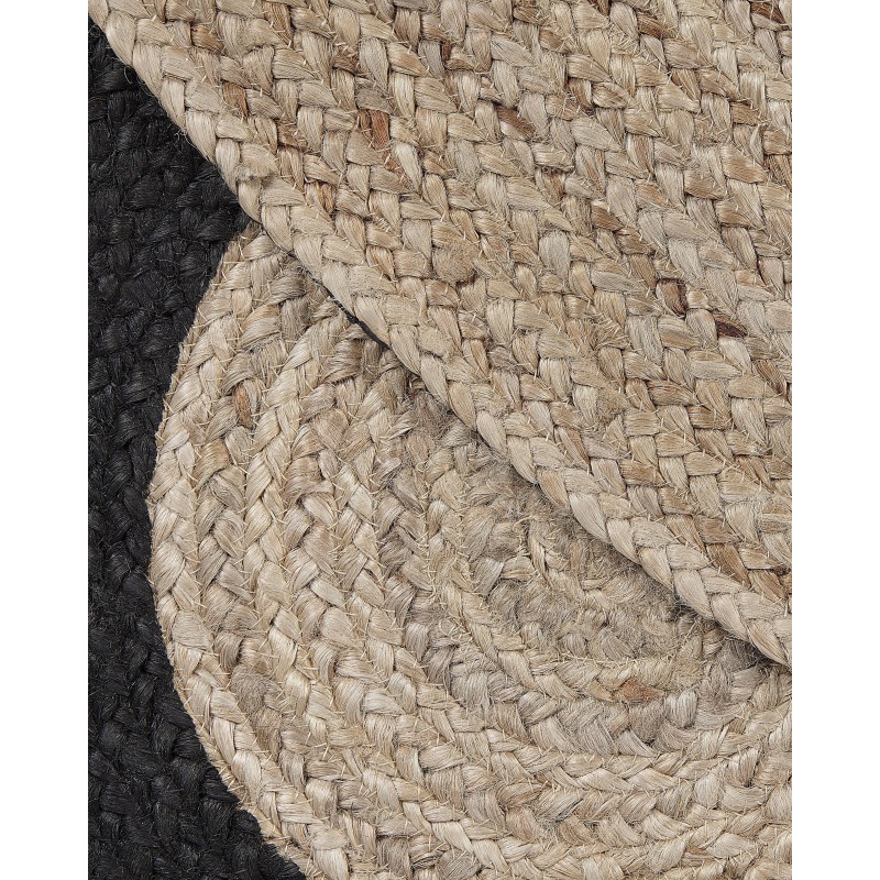 Dywan okrągły z juty ⌀ 140 cm beżowo-czarny KULLAR