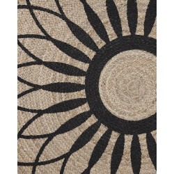 Dywan okrągły z juty ⌀ 140 cm beżowo-czarny KULLAR