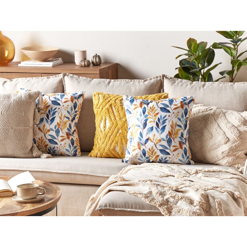 Zestaw 2 poduszek dekoracyjnych CATTLEYA Welur 45 x 45 cm Kolorowy Wzór roślinny