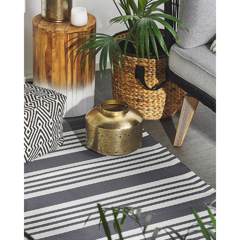 Dywan zewnętrzny 120 x 180 cm czarny z jasnoszarym DELHI