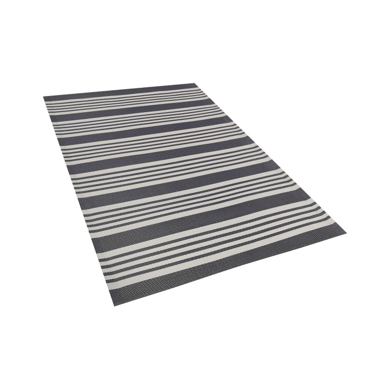 Dywan zewnętrzny 120 x 180 cm czarny z jasnoszarym DELHI