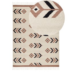 Dywan bawełniany kilim 140 x 200 cm beżowo-czarny NIAVAN