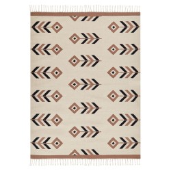 Dywan bawełniany kilim 140 x 200 cm beżowo-czarny NIAVAN