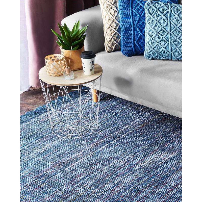 Dywan bawełniany 140 x 200 cm niebieski BESNI
