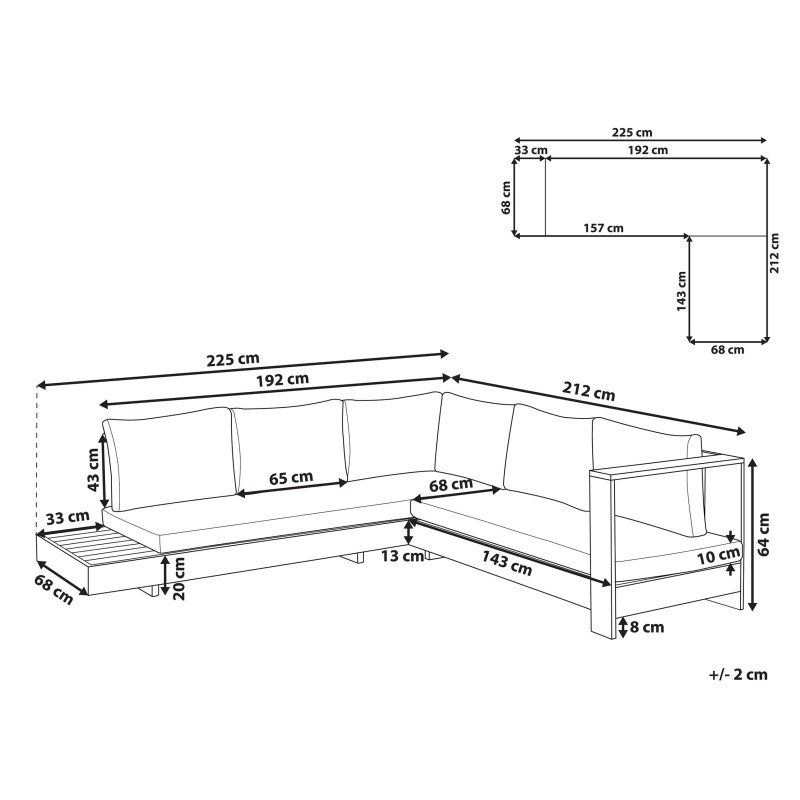 Narożnik ogrodowy dla 5 osób MARETTIMO Lewostronny Certyfikowane drewno akacjowe Brązowy