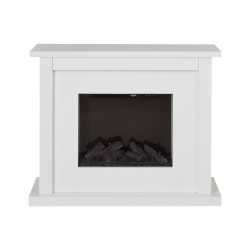 Kominek elektryczny z funkcją grzania KAROO Z pilotem Biały