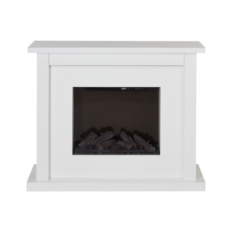 Kominek elektryczny z funkcją grzania KAROO Z pilotem Biały