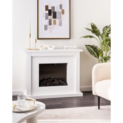 Kominek elektryczny z funkcją grzania KAROO Z pilotem Biały