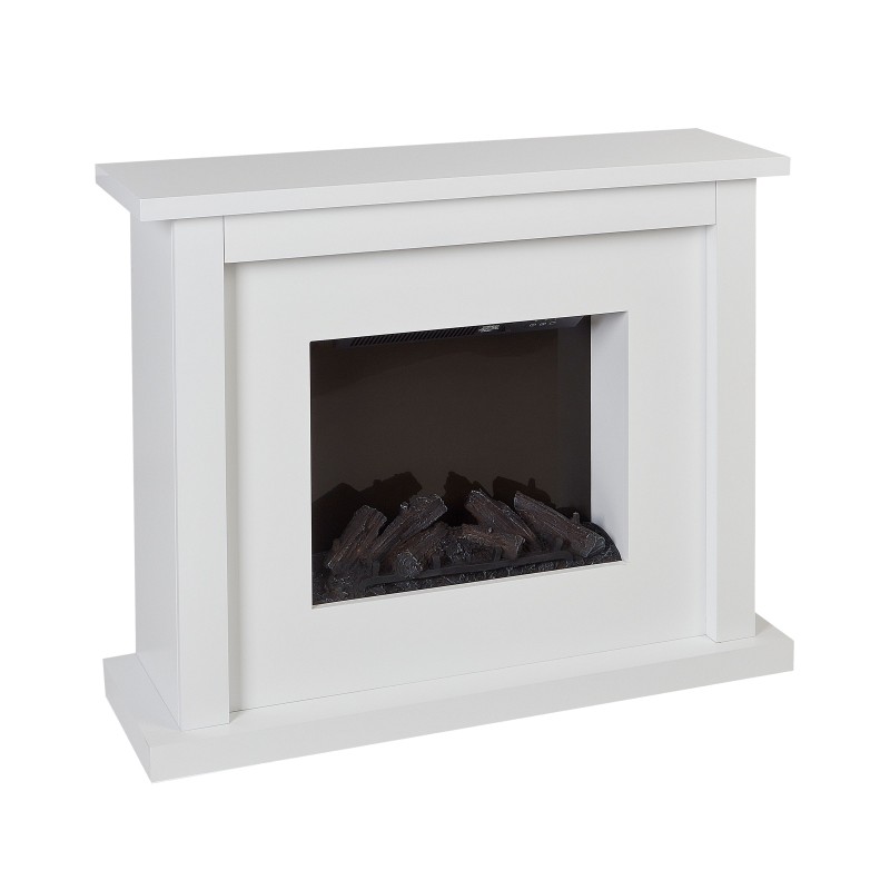 Kominek elektryczny z funkcją grzania KAROO Z pilotem Biały