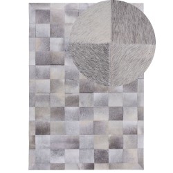 Dywan patchwork skórzany 140 x 200 cm szary ALACAM