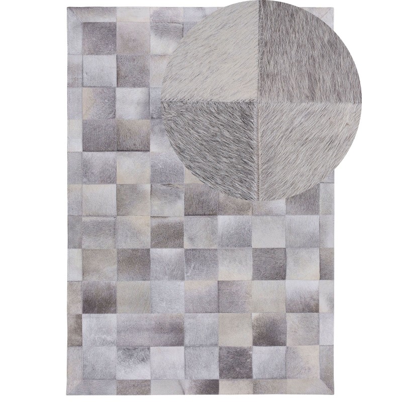 Dywan patchwork skórzany 140 x 200 cm szary ALACAM