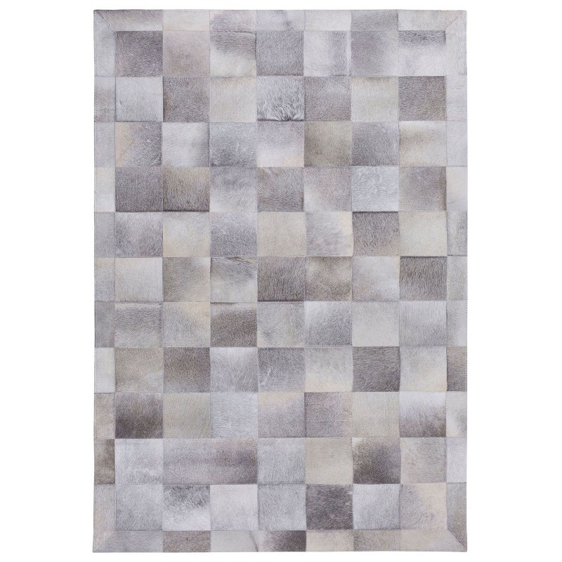 Dywan patchwork skórzany 140 x 200 cm szary ALACAM