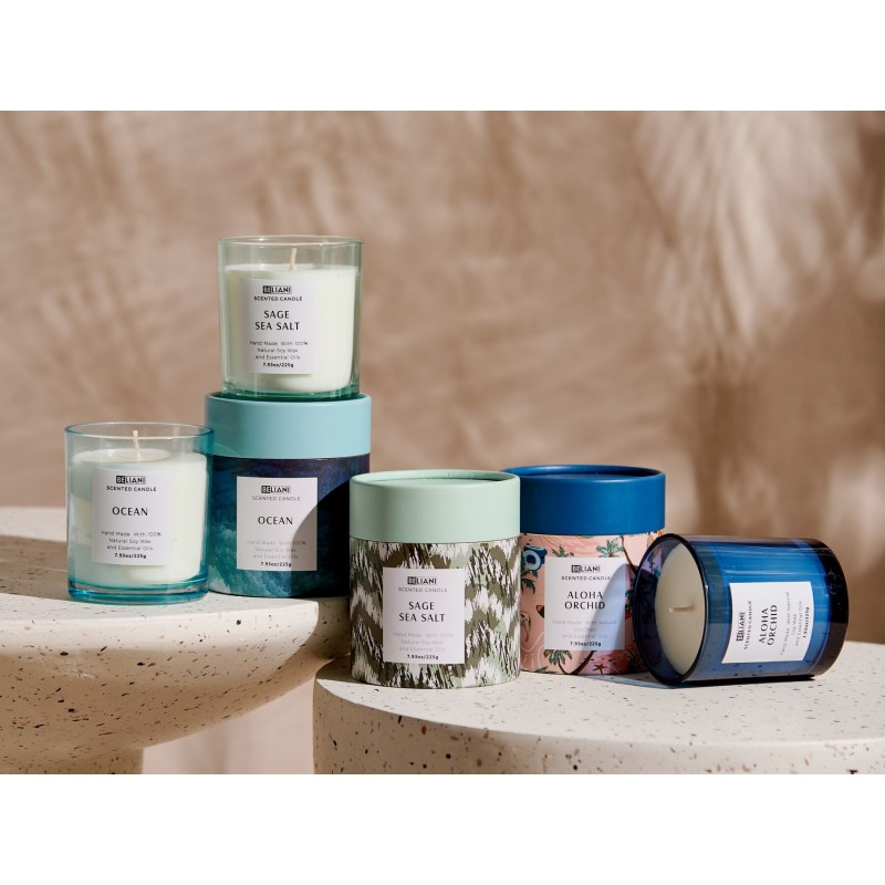 Zestaw 3 świeczek zapachowych COLORFUL BARREL Wosk sojowy Świeże nuty Nuty kwiatowe