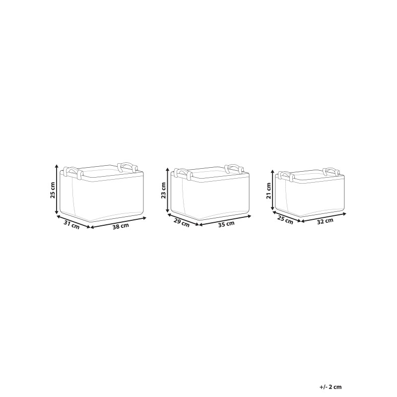 Zestaw 3 koszy BAYSAI Filc Jasnoszary