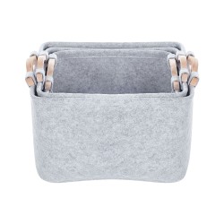 Zestaw 3 koszy BAYSAI Filc Jasnoszary