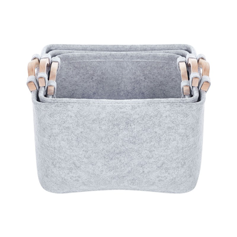 Zestaw 3 koszy BAYSAI Filc Jasnoszary