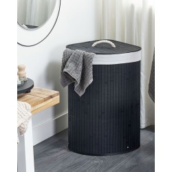 Kosz bambusowy z pokrywą czarny MATARA