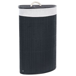 Kosz bambusowy z pokrywą czarny MATARA