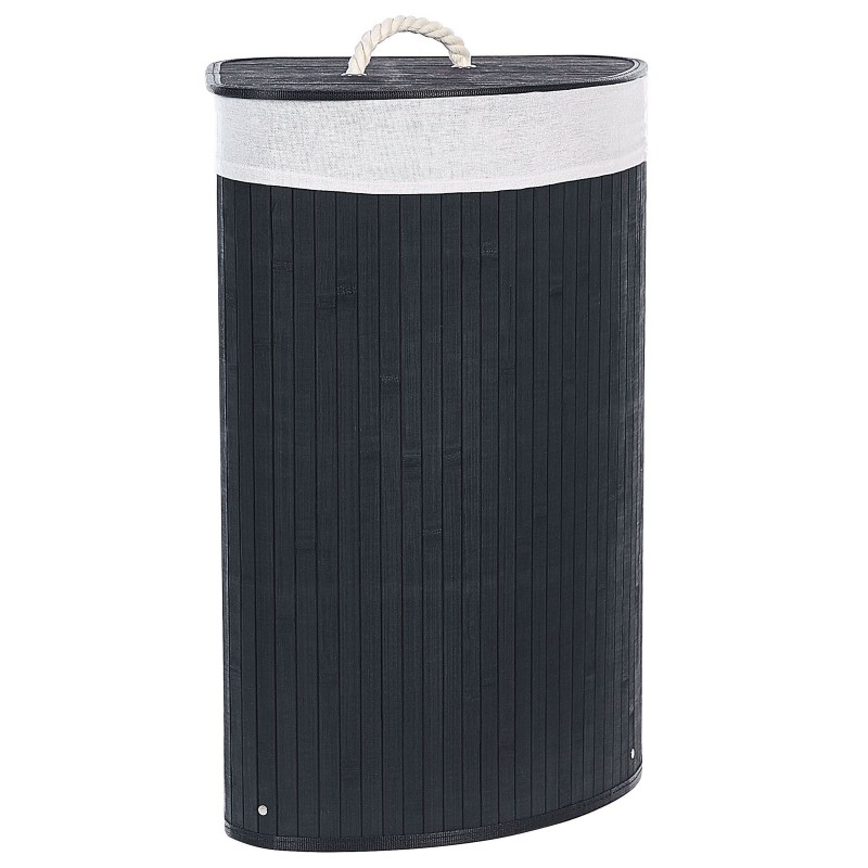 Kosz bambusowy z pokrywą czarny MATARA