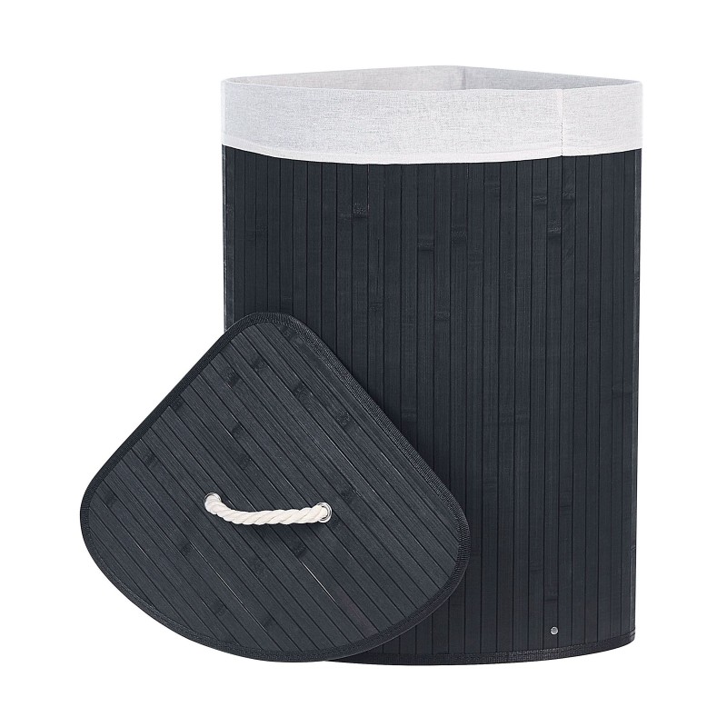 Kosz bambusowy z pokrywą czarny MATARA