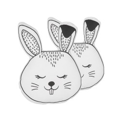 2 bawełniane poduszki dla dzieci królik 53 x 43 cm biało-czarne KANPUR