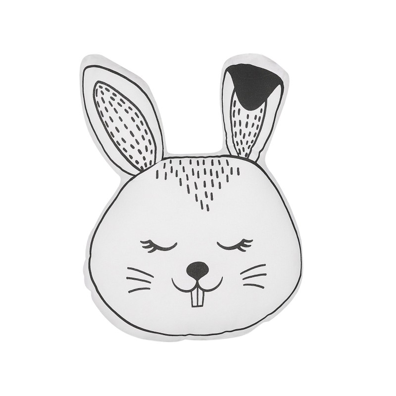 2 bawełniane poduszki dla dzieci królik 53 x 43 cm biało-czarne KANPUR