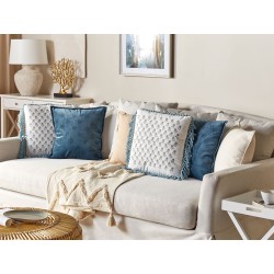 Poduszka dekoracyjna PALLIDA Bawełna 45 x 45 cm Niebieski Wzór kwiatowy