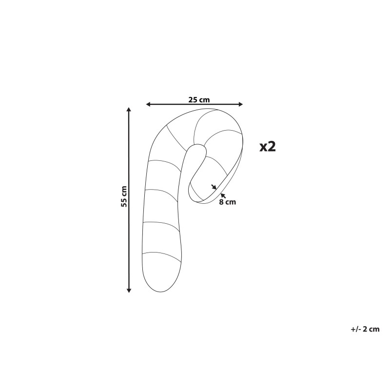 Zestaw 2 poduszek dekoracyjnych CANDY CANE Boucle 22 x 55 cm Czerwony Wzór świąteczny