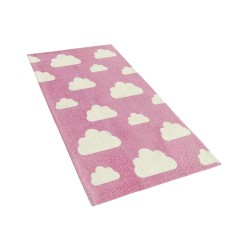 Dywan dziecięcy bawełniany motyw chmur 60 x 90 cm różowy GWALIJAR