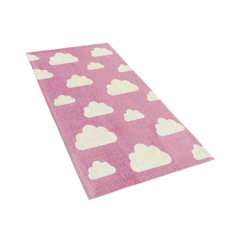 Dywan dziecięcy bawełniany motyw chmur 60 x 90 cm różowy GWALIJAR