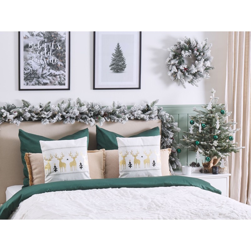 Zestaw 2 poduszek dekoracyjnych DONNER Bawełna 45 x 45 cm Biały Wzór świąteczny