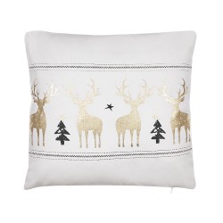 Zestaw 2 poduszek dekoracyjnych DONNER Bawełna 45 x 45 cm Biały Wzór świąteczny